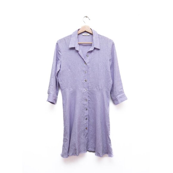 Marina St Barth Linen Shirt Dress in Purple - Picture 1 of 7